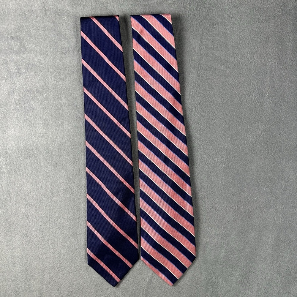 Brooks Brothers Tie Lot XL Silk Navy Pink Stripe Repp Classic